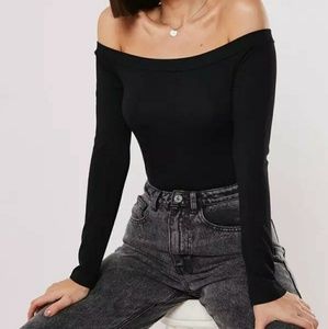 Missguided black off the shoulder bodysuit